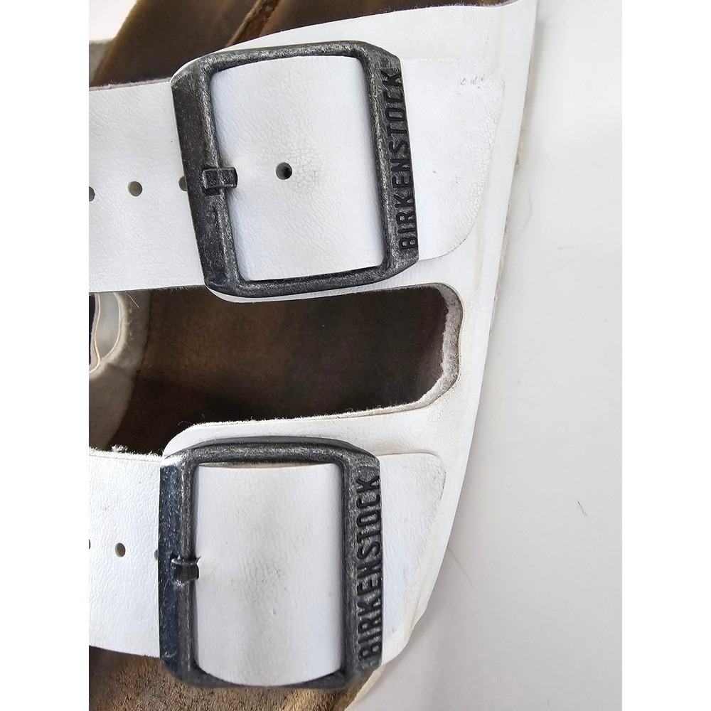 Birkenstock Arizona White Leather Two Strap Sandals Unisex EUC SZ 38 - Picture 7 of 10